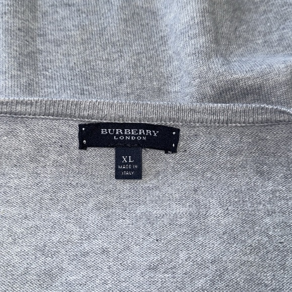 Burberry Heather Gray Long Sleeve Shirt with Plaid Accents - Picture 4 of 6